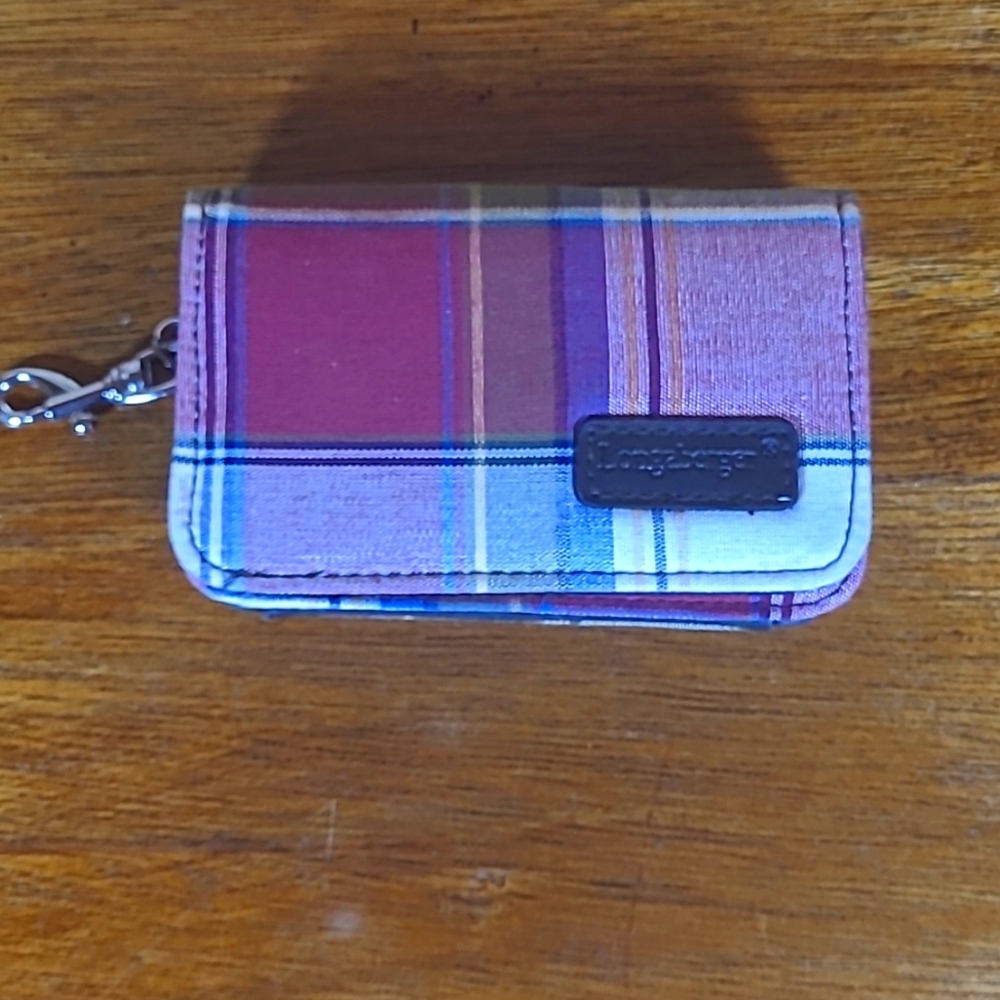Red Longaberger Wallet with Red, White, Blue Stripe with Key Ring